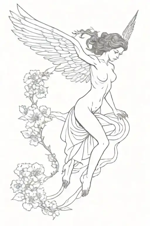 greek god nemesisStyxchainbroken wings myosotis scorpioides tattoo design idea