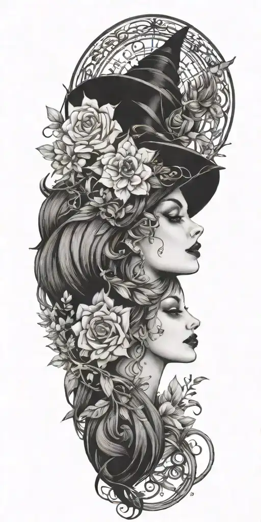 witchy pretty shapes tattoo design idea