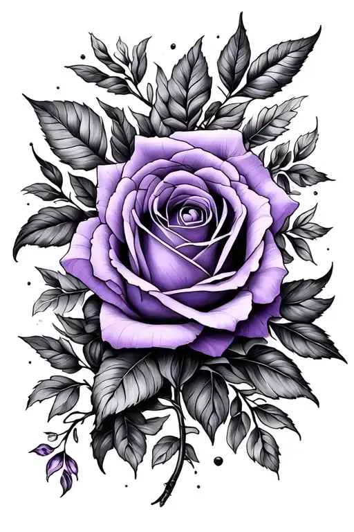 Fine Line violet and rose intertwined tattoo design idea