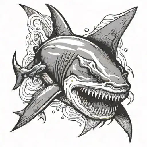 hammer head shark tattoo design idea