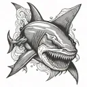 hammer head shark tattoo design idea