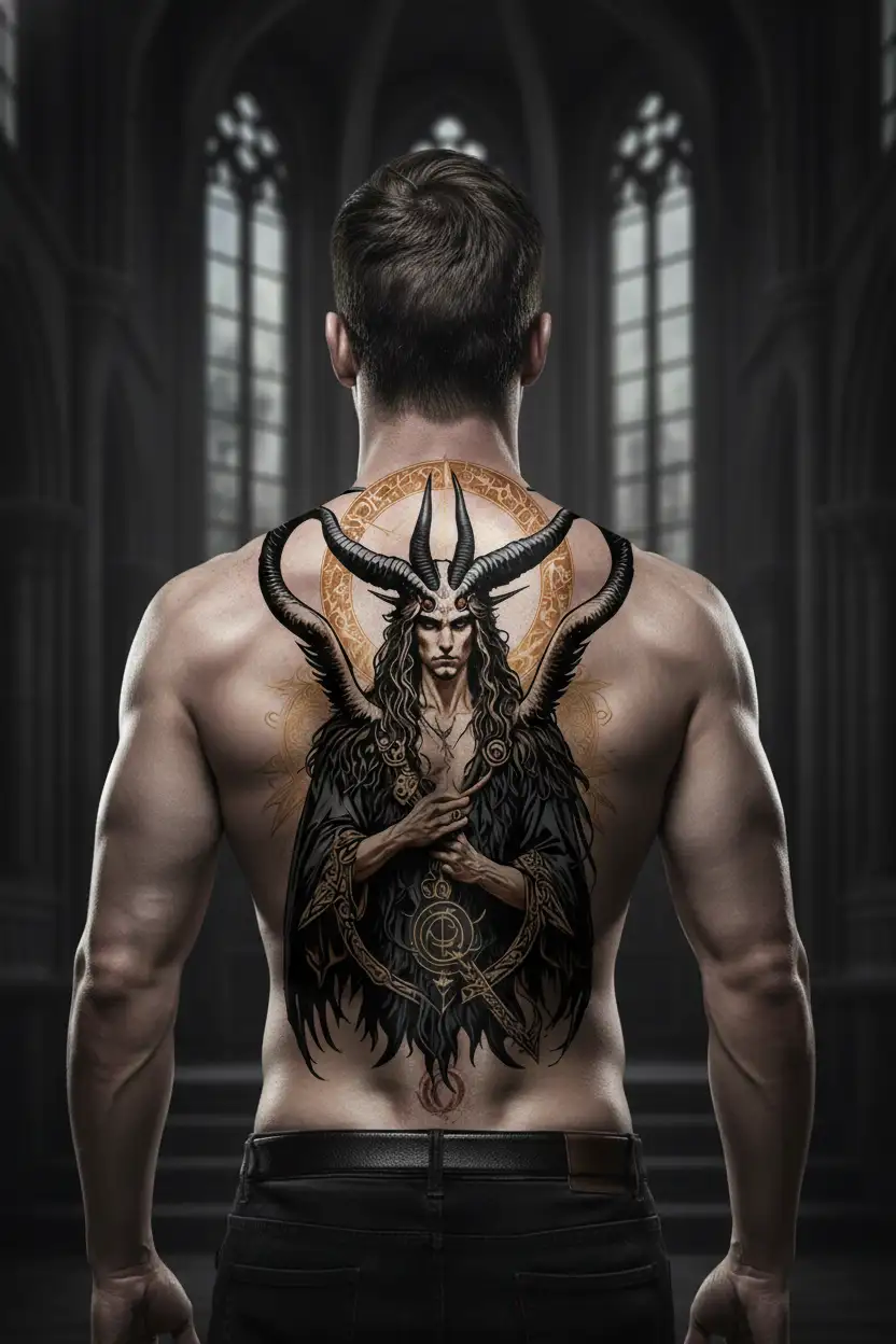 arcangel uriel with capricorn zodiac sign tattoo design idea