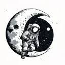 Astronaut on Half moon tattoo design idea