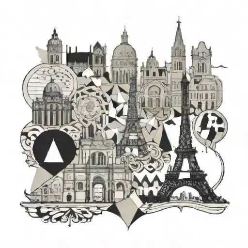 a tattoo in every country i visit.country of birth france. architecture link between countries tattoo design idea