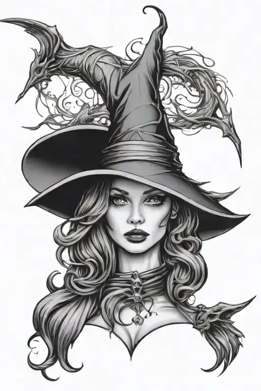 sexy witch tattoo design idea