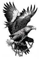 eagle soaring eagle carrying chains wrapped tattoo design idea