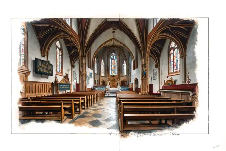 church interior,catholic tattoo design idea