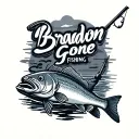 text saying bradon gone fishing with a fish and pole tattoo design idea