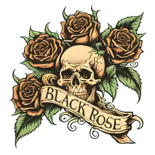 black rose Memento mori memento vivere written underneath tattoo design idea