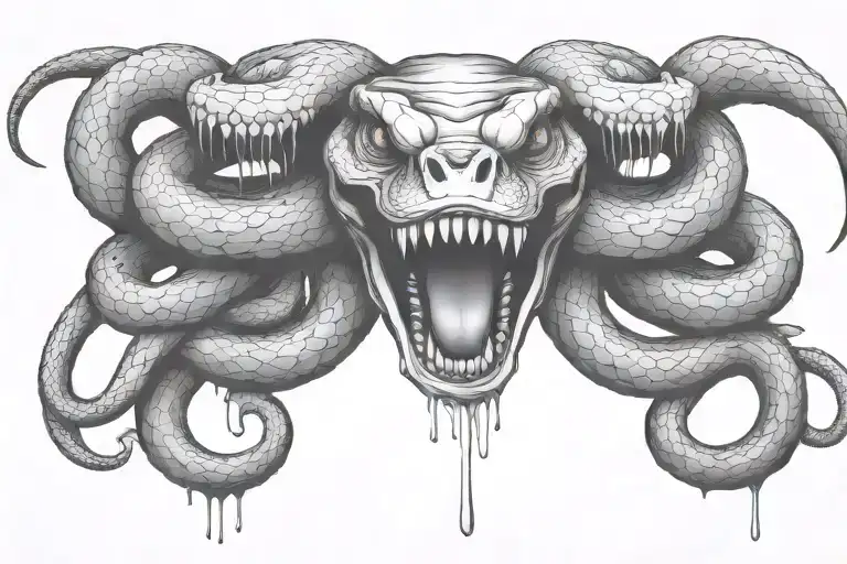 large snake dripping poison from its mouth tattoo design idea