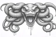 large snake dripping poison from its mouth tattoo design idea