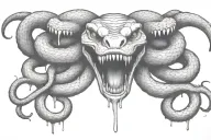 large snake dripping poison from its mouth tattoo design idea