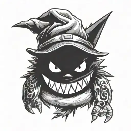 gengar with hat tattoo design idea