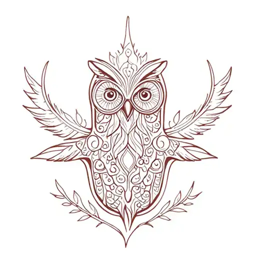 Hamsa, the middle of BTS and owl (or feather or silhouette) and the insult חיים. Taturovo on s tattoo design idea