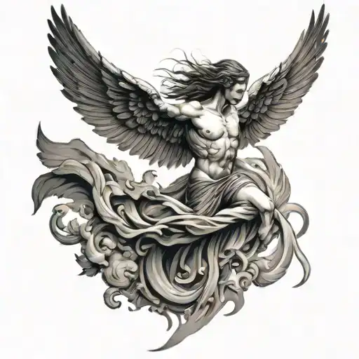 icarus falling, wings melting tattoo design idea
