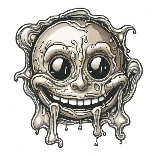 smiley face melting tattoo design idea