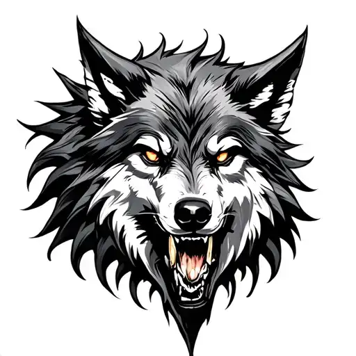 demon wolf tattoo design idea