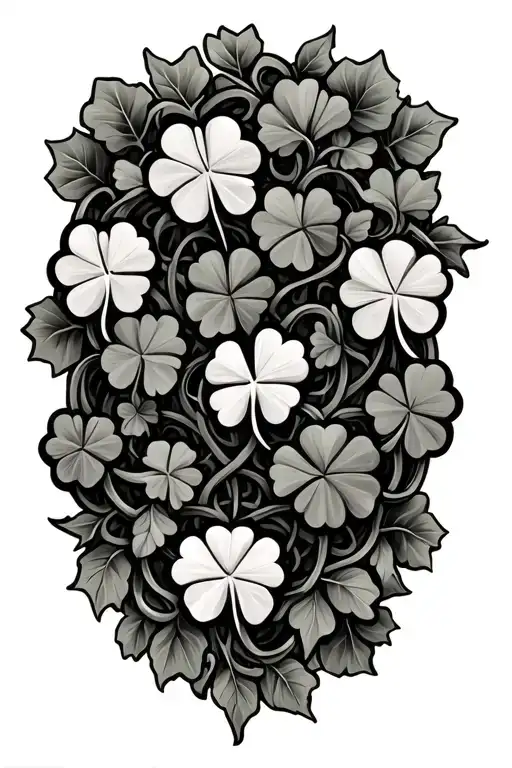 Irish clovers, vines, ivy, Celtic knotwork intertwined tattoo design idea