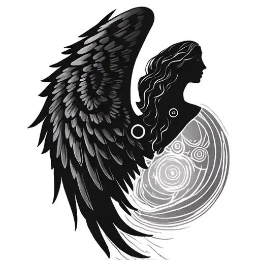 Angel wings with chakra symbols tattoo design idea