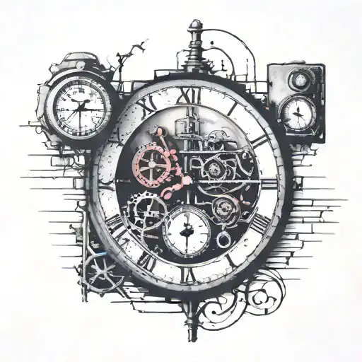 pink floyd the wall with three clocks incorporated  tattoo design idea