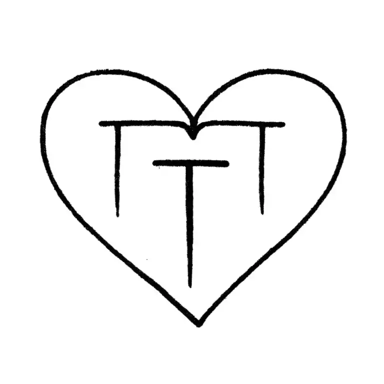 a heart from which the letter t comes out tattoo design idea