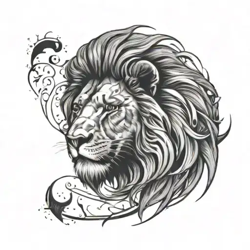lion with extra eye surrounded tattoo design idea