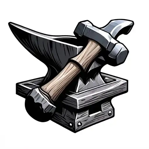 hammer and anvil tattoo design idea