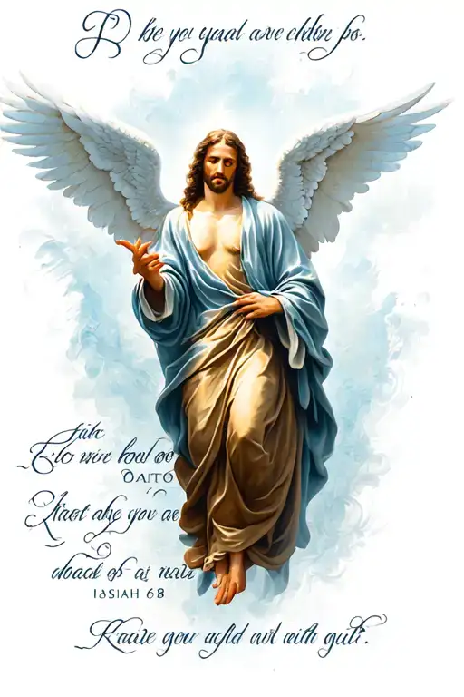 Isaiah 6:8 written with angels tattoo design idea