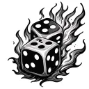 2 dice on fire tattoo design idea