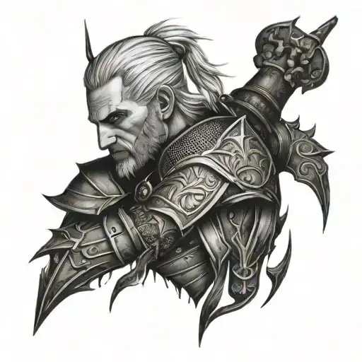 witcher 3 signs embeded in wither 3 armor full sleeve tattoo tattoo design idea