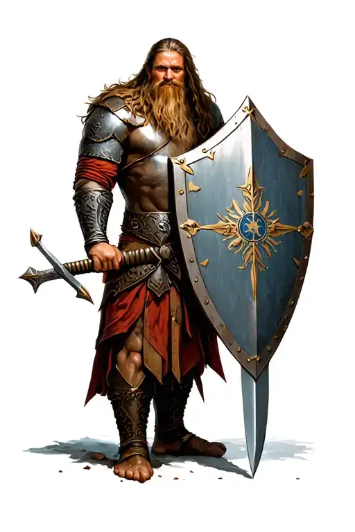 "With sword and shield" Viking tattoo design idea