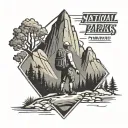 Hiker stick figure inside national parks arrowhead logo tattoo design idea