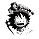 luffy gear 5 with zoro on top  tattoo design idea