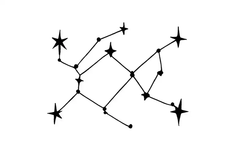 constellations leo, constellation libra constellation aquarius, zodiac sign thin and clean lines connected stars tattoo design idea
