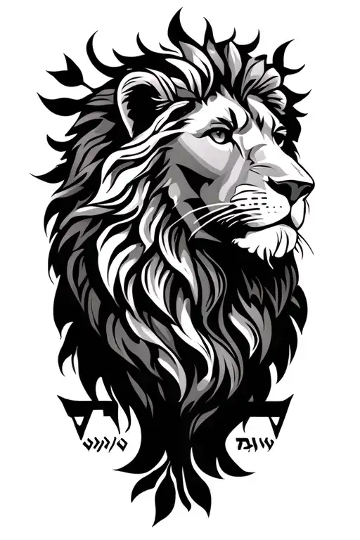 Jewish Hebrew lion nature tattoo design idea