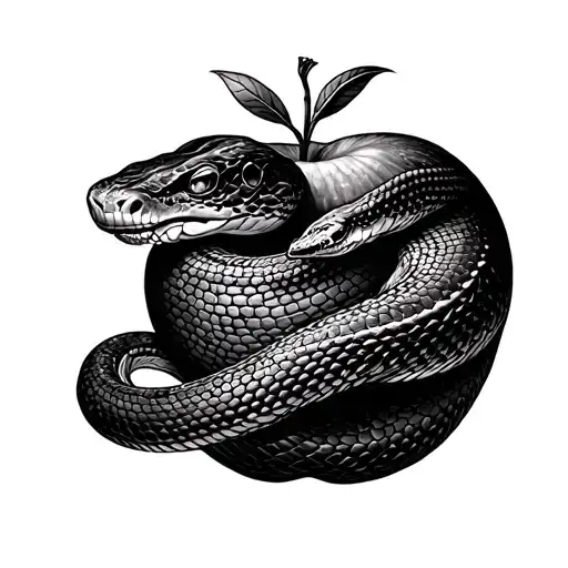 snake and apple of eden tattoo design idea