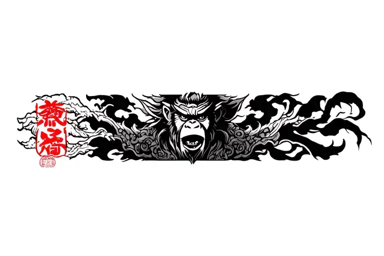 Monkey king son wu kong, traditional japanese style tattoo design idea