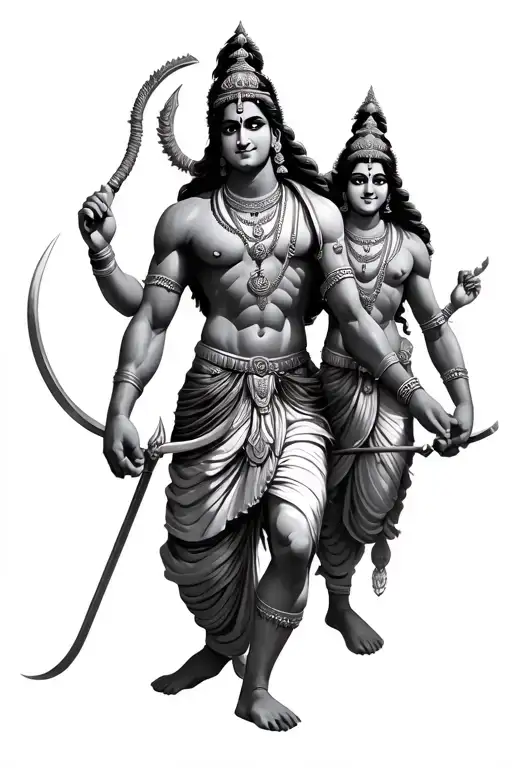 Krishna leading Arjuna tattoo design idea