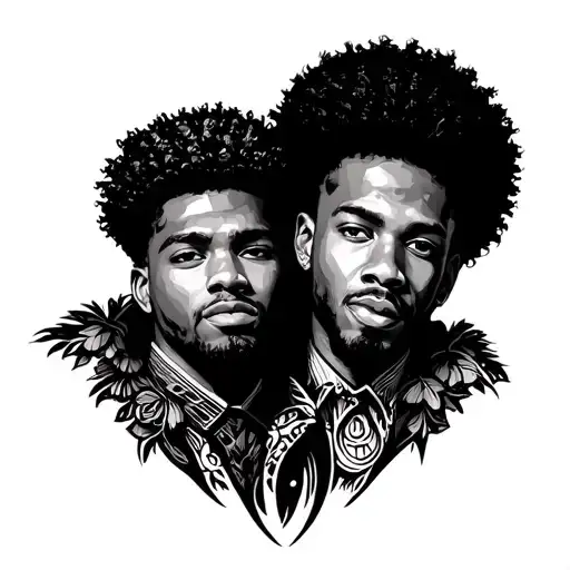 afrocentric twin brothers tattoo design idea