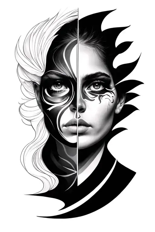 double vision face tattoo tattoo design idea