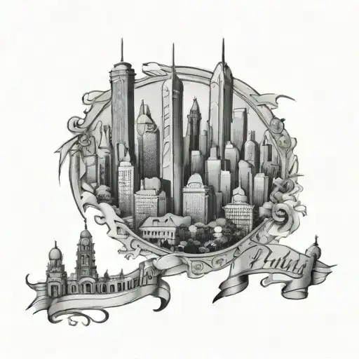 Philly Skyline del Monumento tattoo design idea