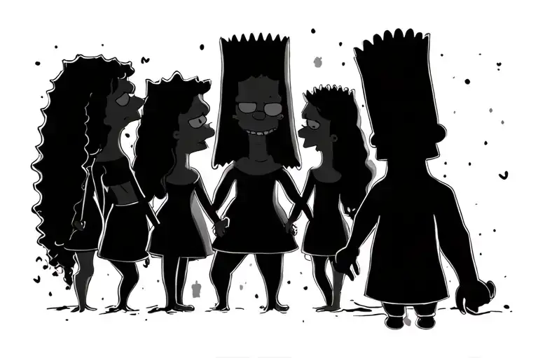 bart lisa and maggie simpson silhouettes holding hands tattoo design idea