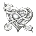 polyamory infinity heart tattoo design idea