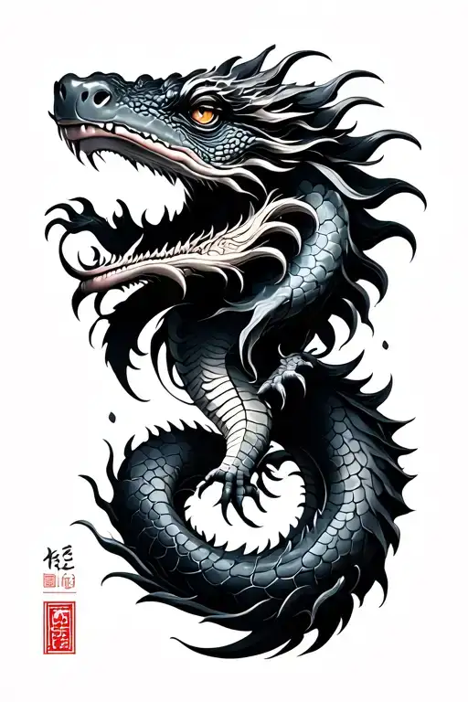 Chinese Water Dragon tattoo design idea