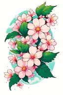 Cloud Japanese Leafs Cherry Blossom tattoo design idea
