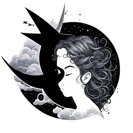 pixie Luna star cloud tattoo design idea