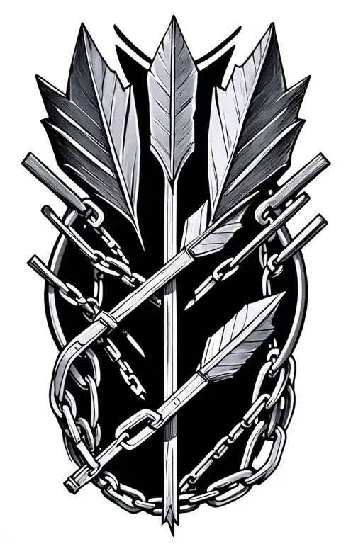 3 arrows and broken chain tattoo design idea