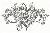 infinity symbol intertwined heart beat plus flower tattoo design idea