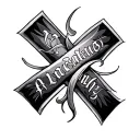 cross with two names intertwined tattoo design idea