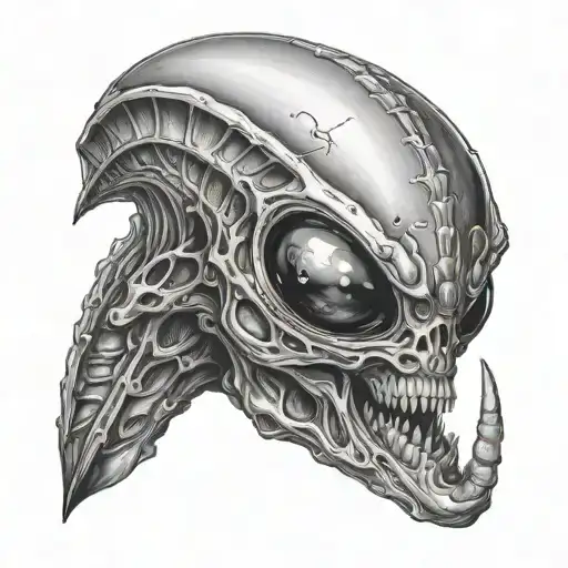 alien face tattoo design idea